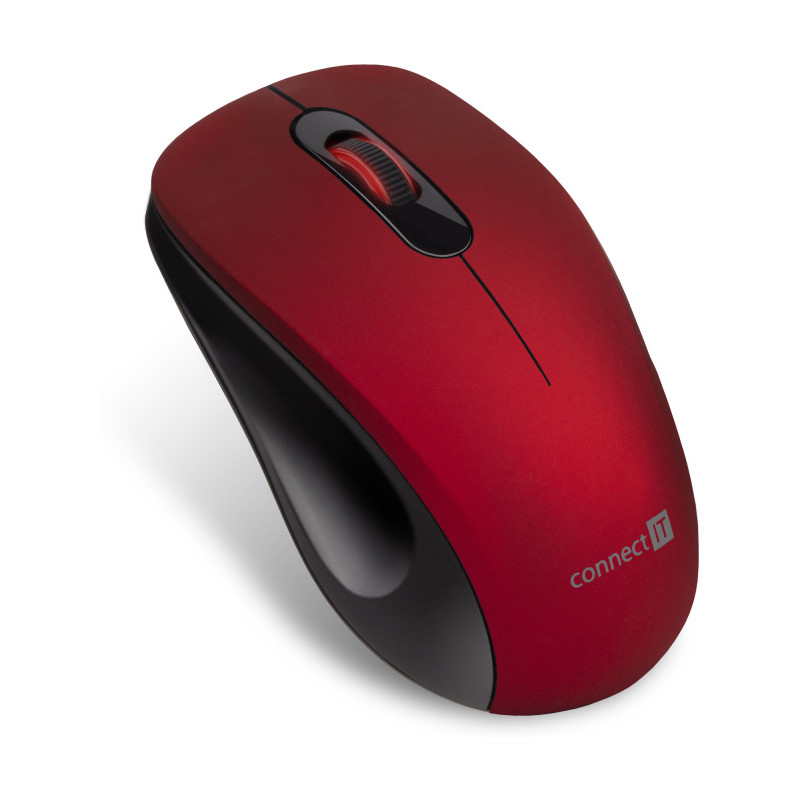 CONNECT IT "MUTE" bezdrátová optická tichá myš, USB, (+ 1x AA baterie zdarma), červená 