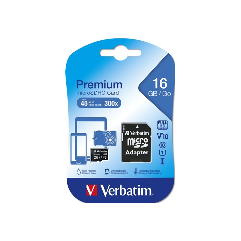 VERBATIM 44082 microSDHC 16GB cl10 adapt